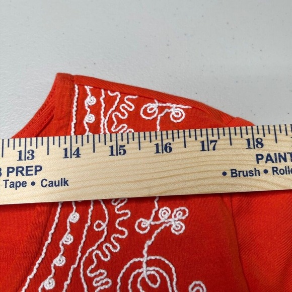 Woman Within Tunic Top Womens 2X 26/28 Red-orange Embroidered 100% Cotton Boho - Picture 10 of 15